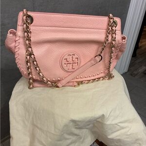Tory Burch Blush Pink Whipstitch Chain Shoulder Bag